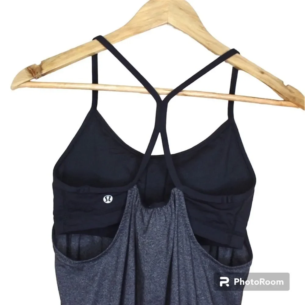 Lululemon | Grey Heather Built in Bra Y Back Tank Top size 6